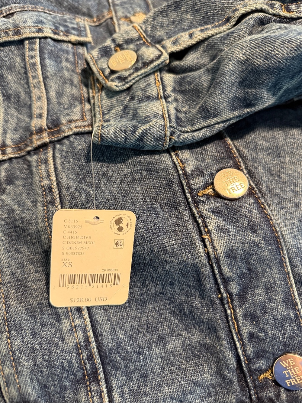 NWT Free People Classic Blue Denim Jacket - Women Size XS - Picture 12 of 12